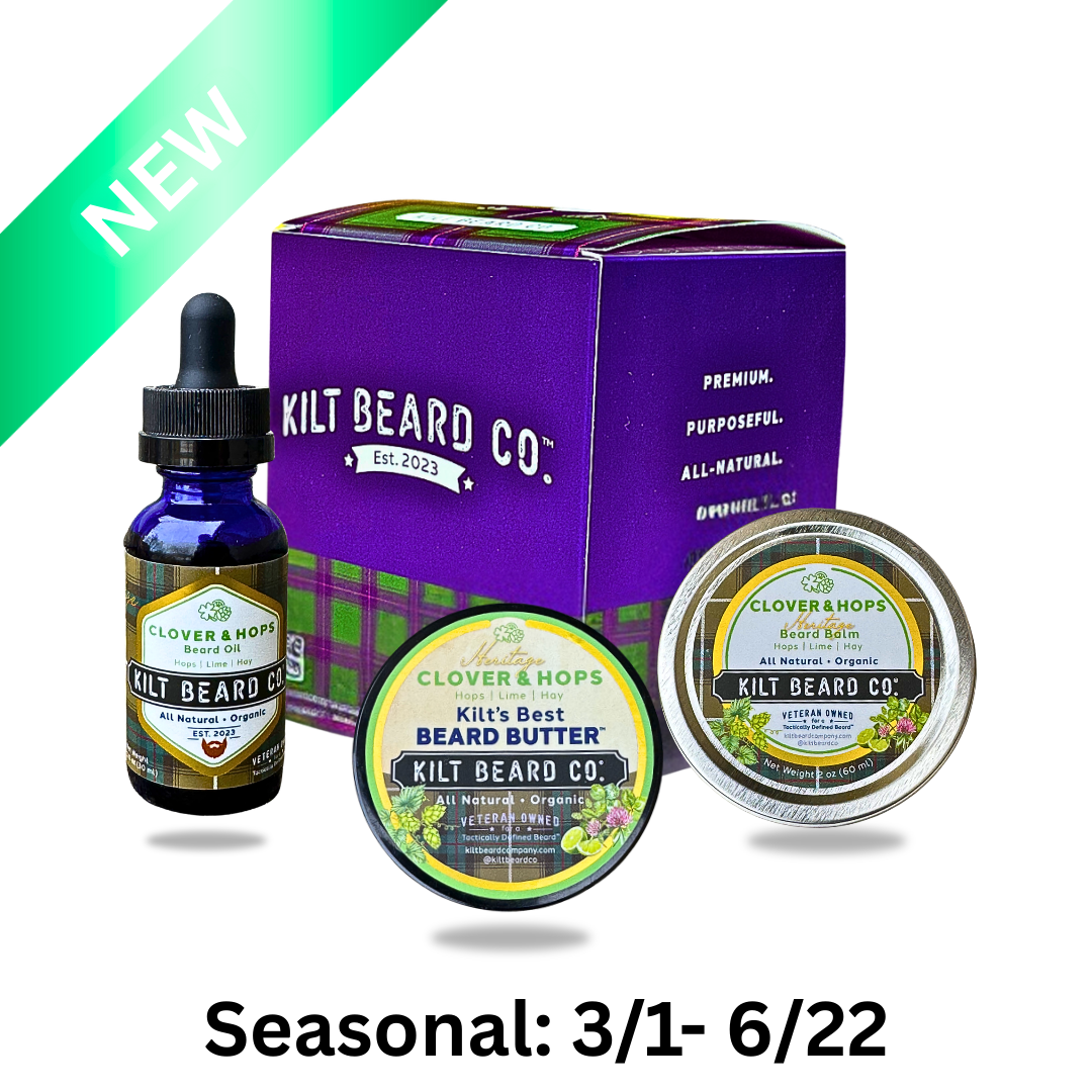 Clover and Hops Beard Kit | Beard Oil, Balm, and Butter - KiltBeardCo