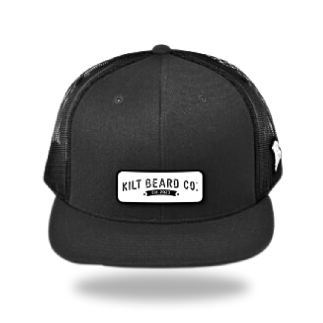 Flat Performance Hat- Leather White Logo (oval)