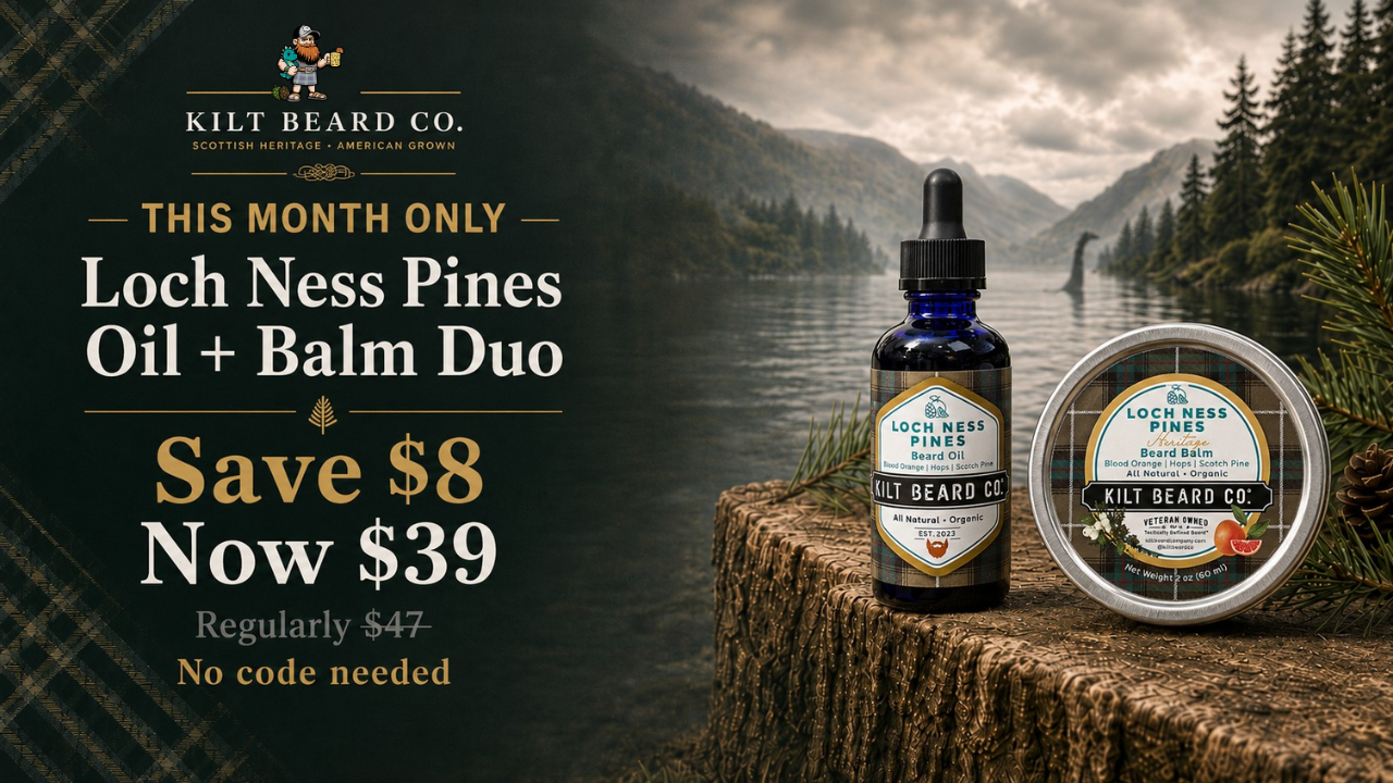 Kilt Beard Company: beard care and athlete grip-aid products. This includes beard balm, beard oil, beard wash, beard night care, tacky, liquid chalk, and hand preparation products.