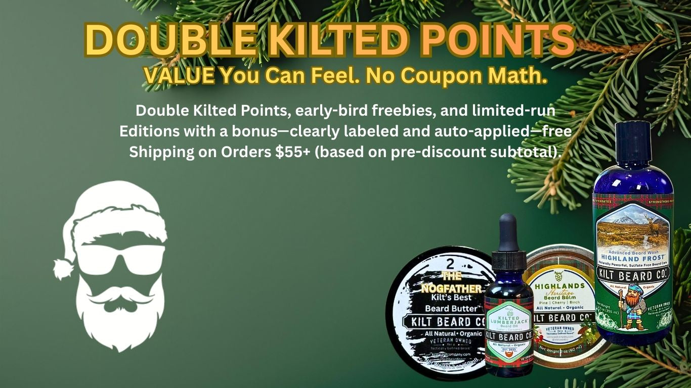 Kilt Beard Co. Black Friday Beard Grooming for men offer on holiday back ground