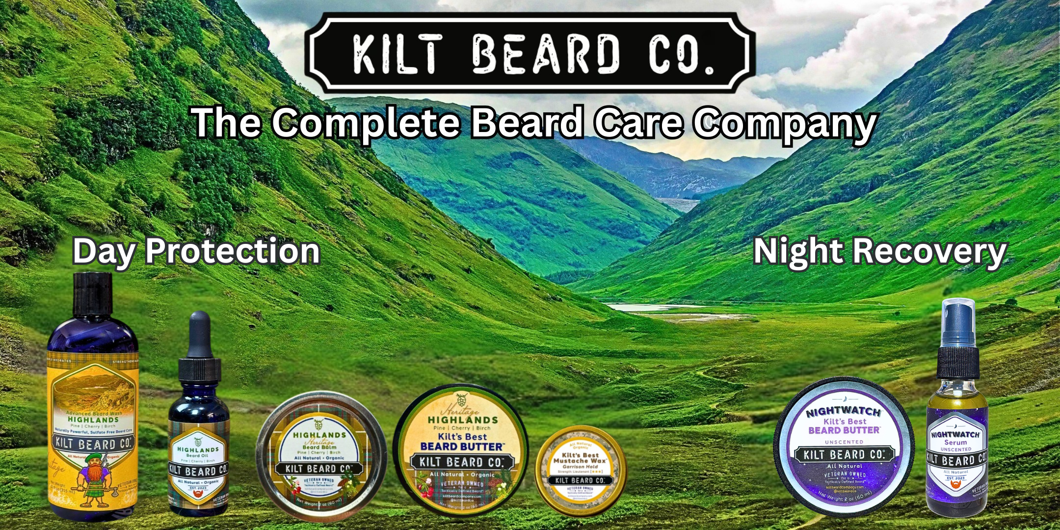 Kilt Beard Company- The Complete Beard Care Company. The only day and night natural beard protection.