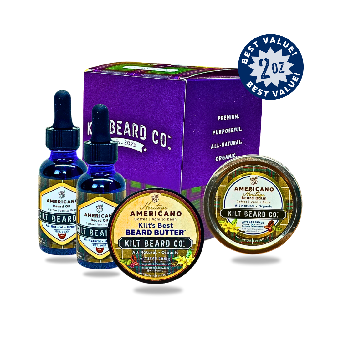 Americano Heritage Beard Kit | Beard Oil, Balm, and Butter - KiltBeardCo