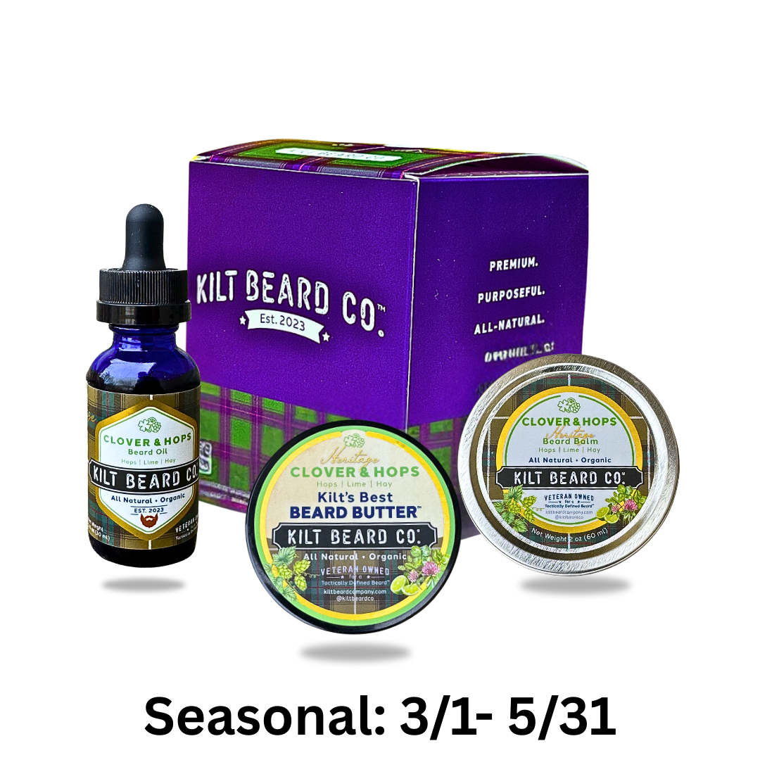 Clover and Hops Beard Kit | Beard Oil, Balm, and Butter - KiltBeardCo