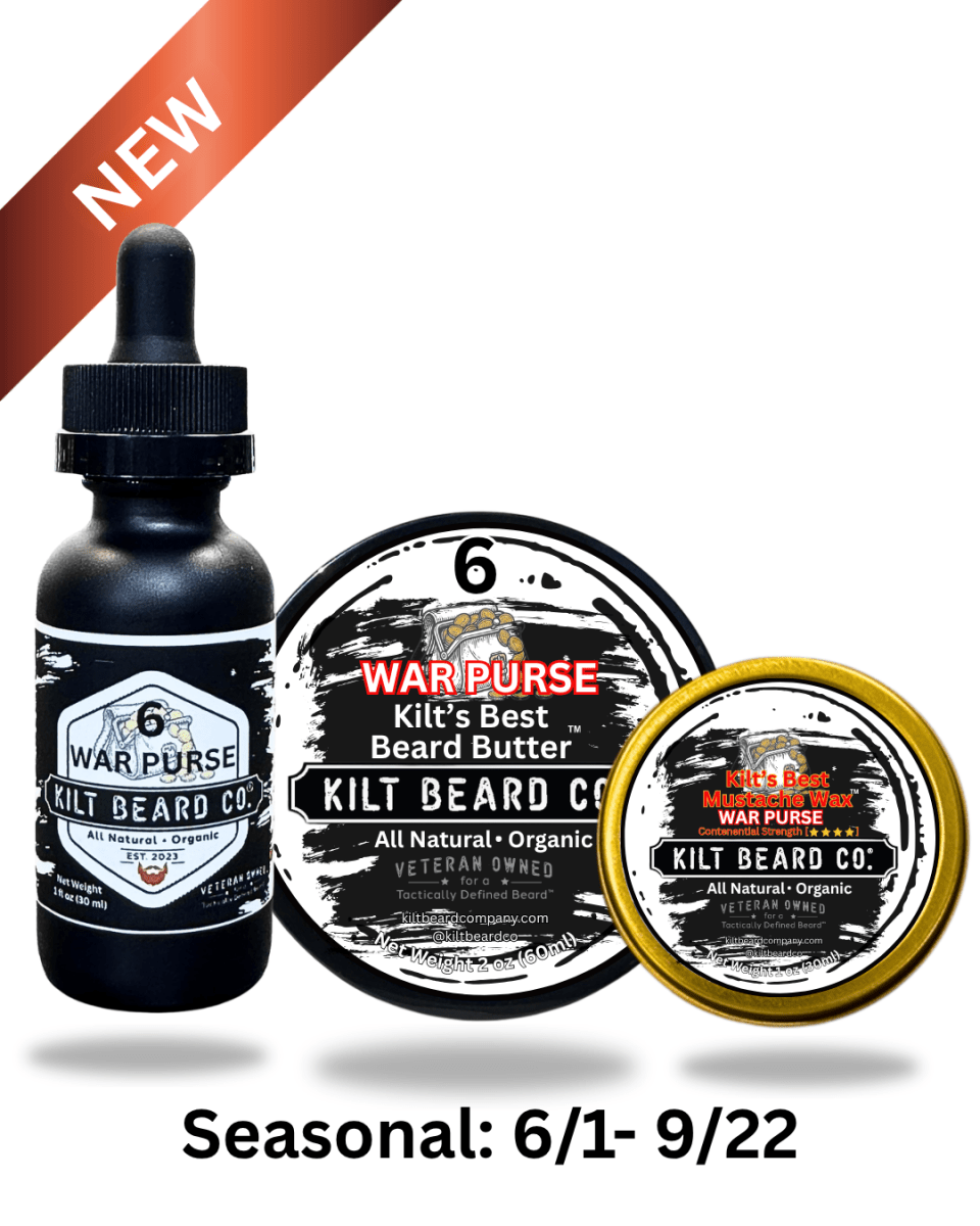 Continental Beard and Mustache Kit| War Purse (FTPBTP) - Cedarwood, Lavender, Rose - KiltBeardCo