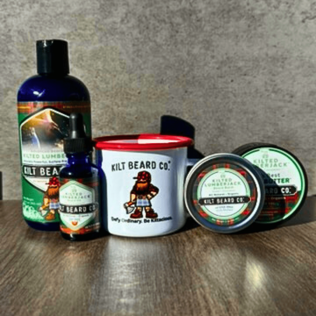 Editions - Kilted Lumberjack Complete Beard Kit | Beard Oil, Balm, Butter, Advanced Wash, and Free Gift Mug - KiltBeardCo