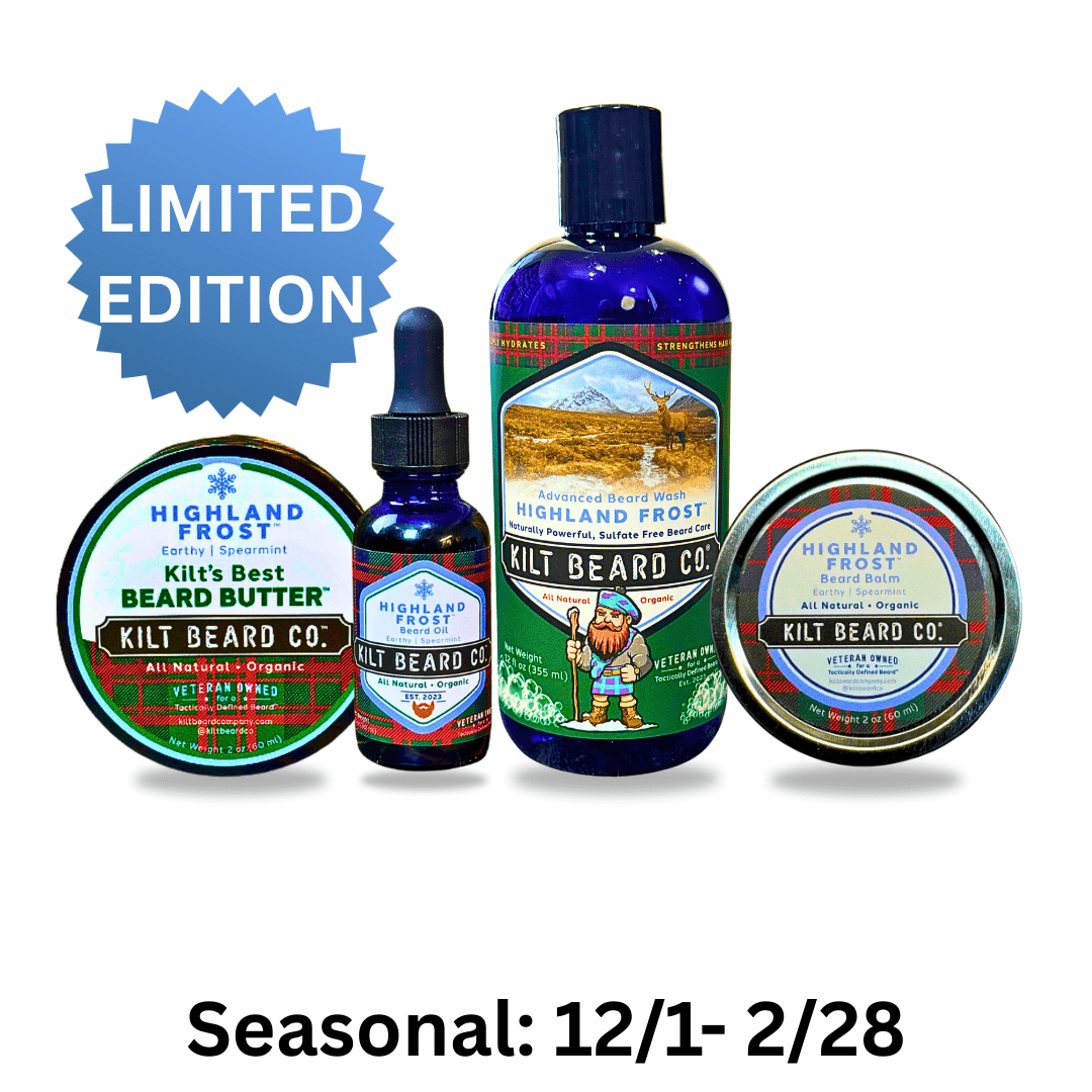 Highland Frost Complete Beard Kit | Beard Oil, Balm, Butter, and Advanced Wash - KiltBeardCo