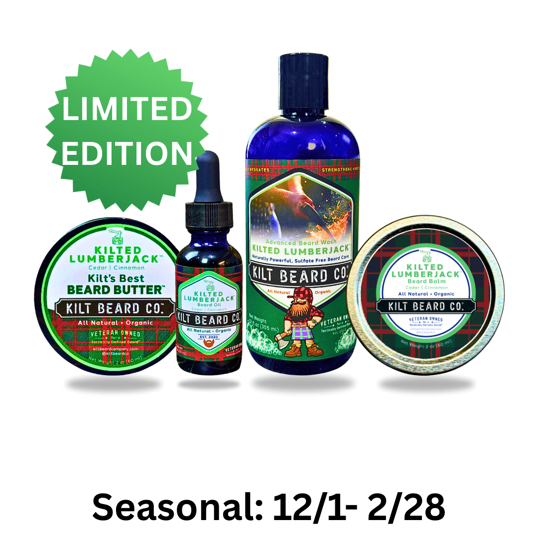 Kilted Lumberjack Complete Beard Kit | Beard Oil, Balm, Butter, and Advanced Wash - KiltBeardCo