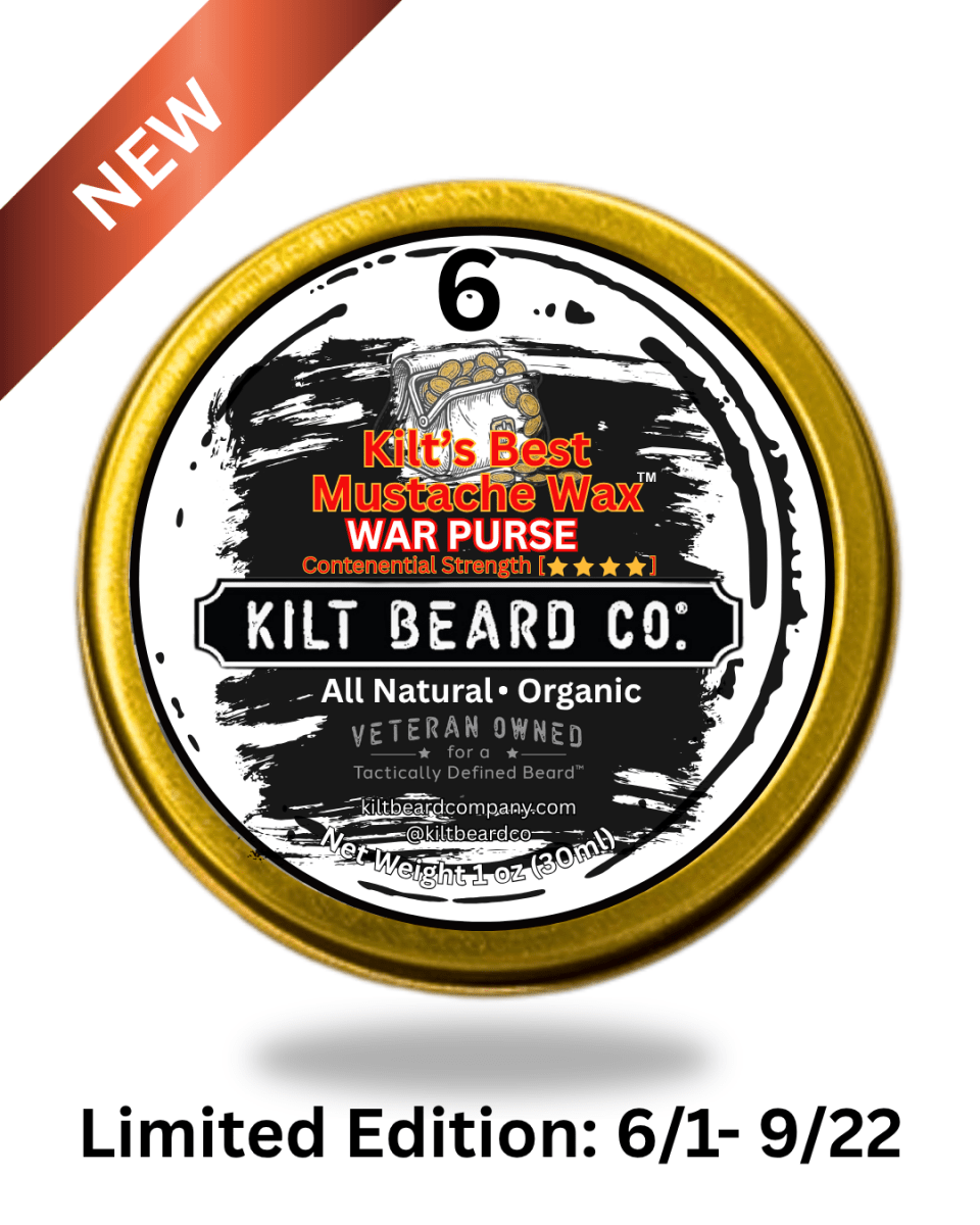 Mustache Wax | War Purse (FTPBTP) - Cedarwood, Lavender, Rose - KiltBeardCo