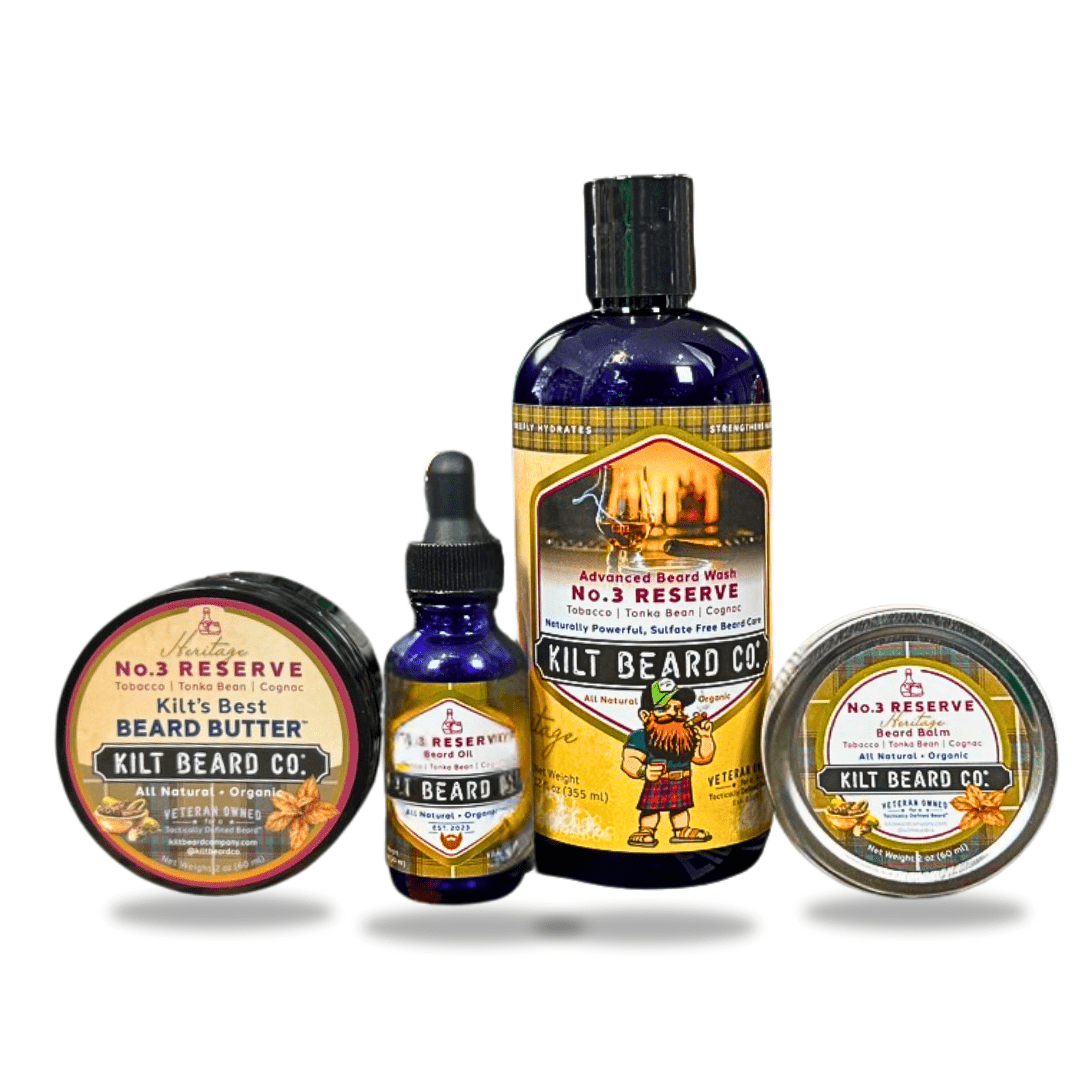 No. 3 Heritage Beard Kit | Beard Oil, Balm, Butter, and Advanced Wash - KiltBeardCo