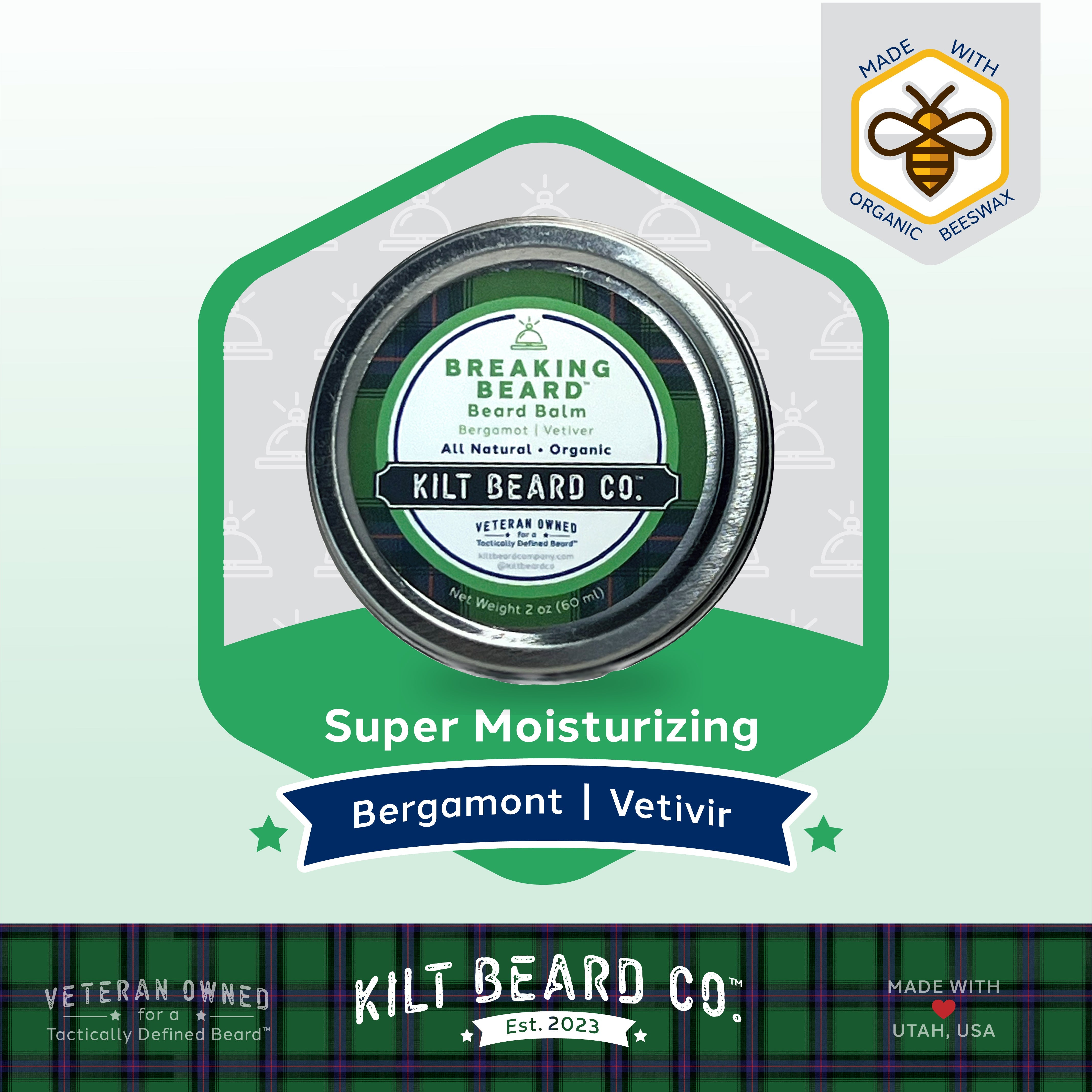 Everyday Beard Care Kit - Beeswax, Vetiver, Shea (Balm, Oil) - KiltBeardCo