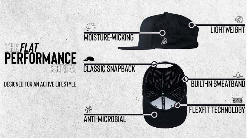 Flat Performance Hat- Leather White Logo (oval) - KiltBeardCo