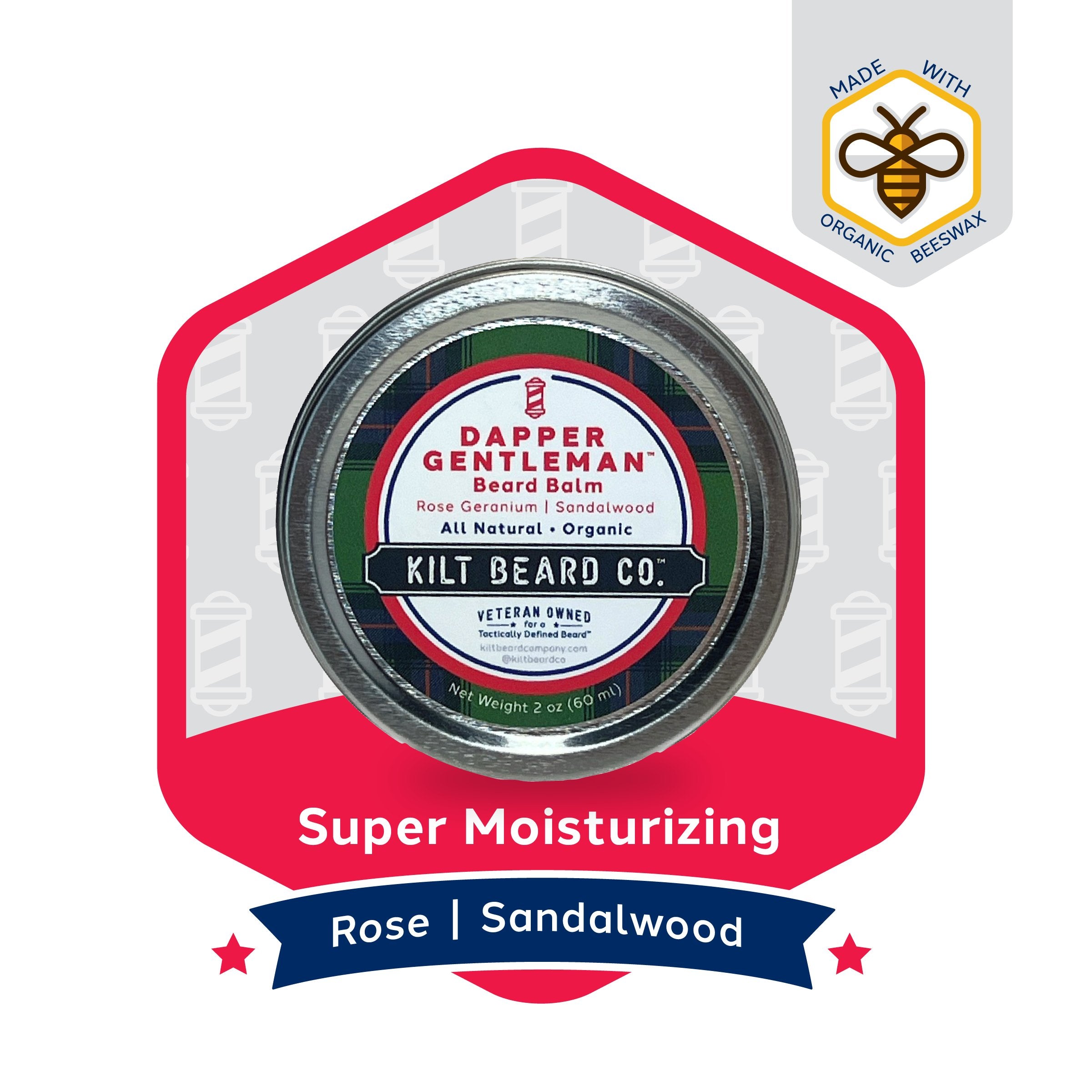 Premium Beard Balm - Beeswax, Shea 2oz Sandalwood | Dapper Gentleman™ - KiltBeardCo