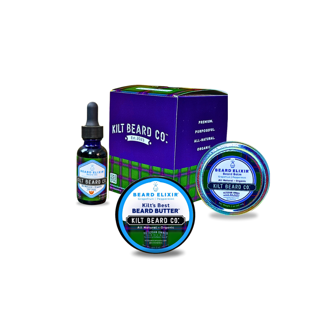 Beard Elixir-Moisturizing Lifestyle Beard Kit- Beard Oil, Balm, and Butter