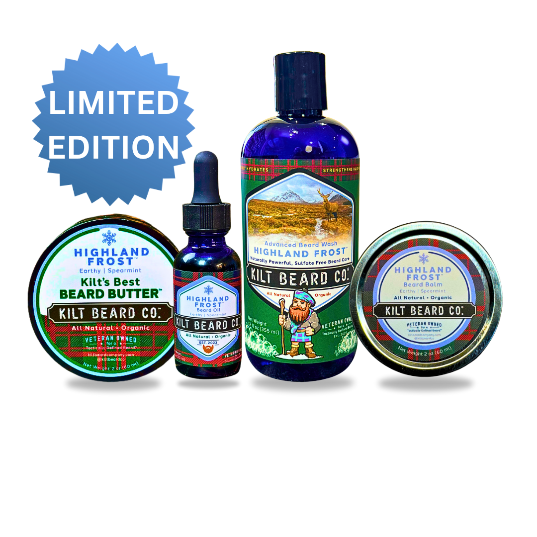 Highland Frost Complete Beard Kit | Beard Oil, Balm, Butter, and Advanced Wash