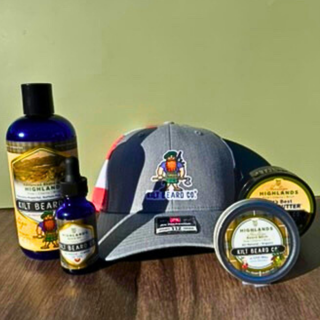 Editions- Highlands Heritage Complete Beard Kit | Beard Oil, Balm, Butter, Advanced Wash, and Icon Hat