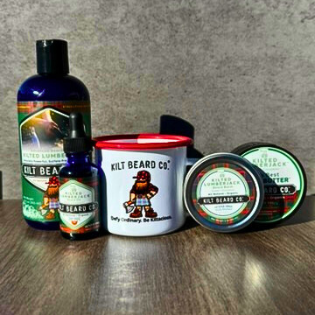 Editions- Kilted Lumberjack Complete Beard Kit | Beard Oil, Balm, Butter, Advanced Wash, and Free Gift Mug
