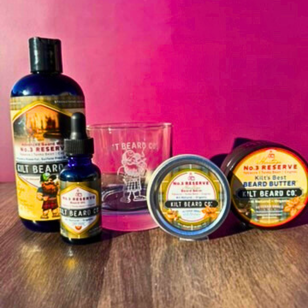 Editions- No. 3 Reserve Heritage Complete Beard Kit | Beard Oil, Balm, Butter, Advanced Wash, and Free Sipping Glass Gift