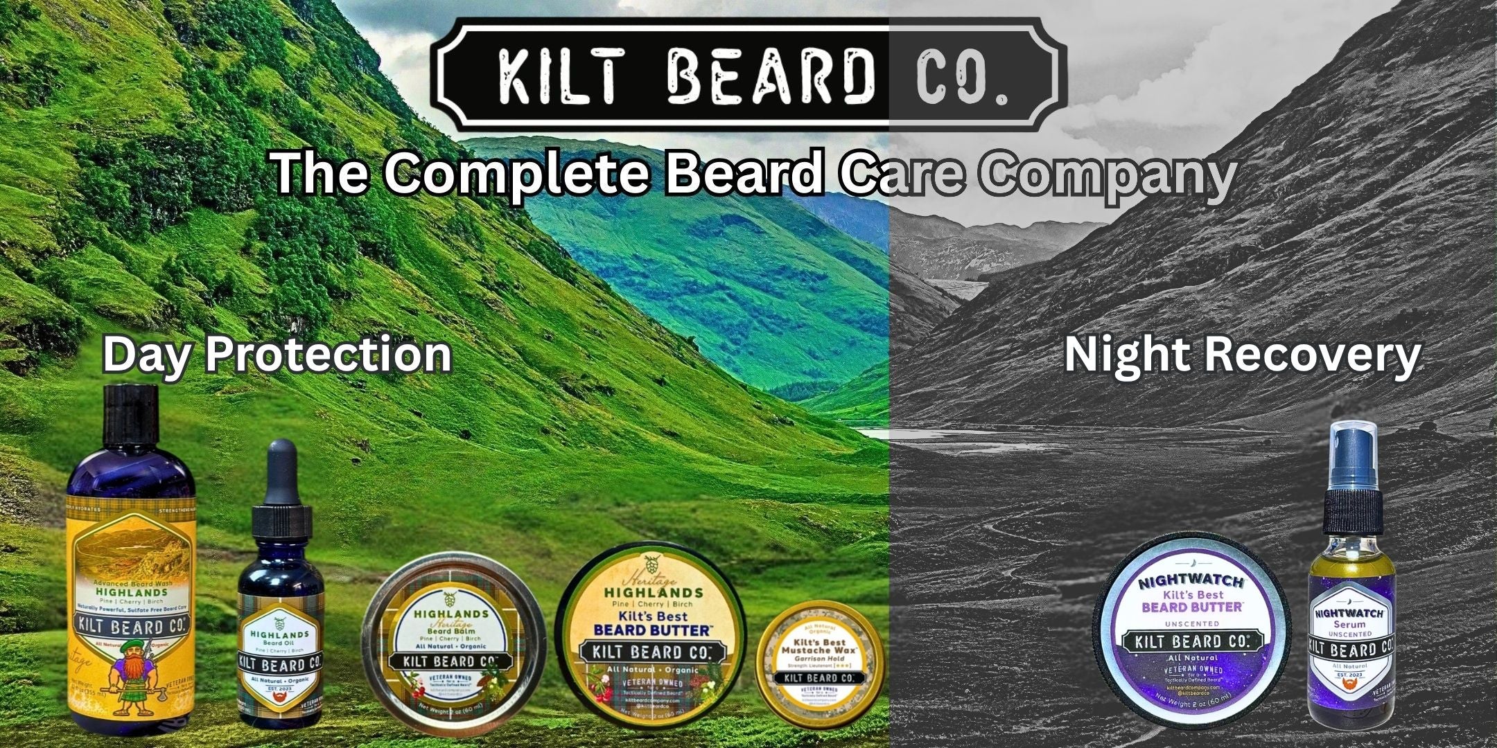 Kilt Beard Company- The Complete Beard Care Company. The only day and night natural beard protection.