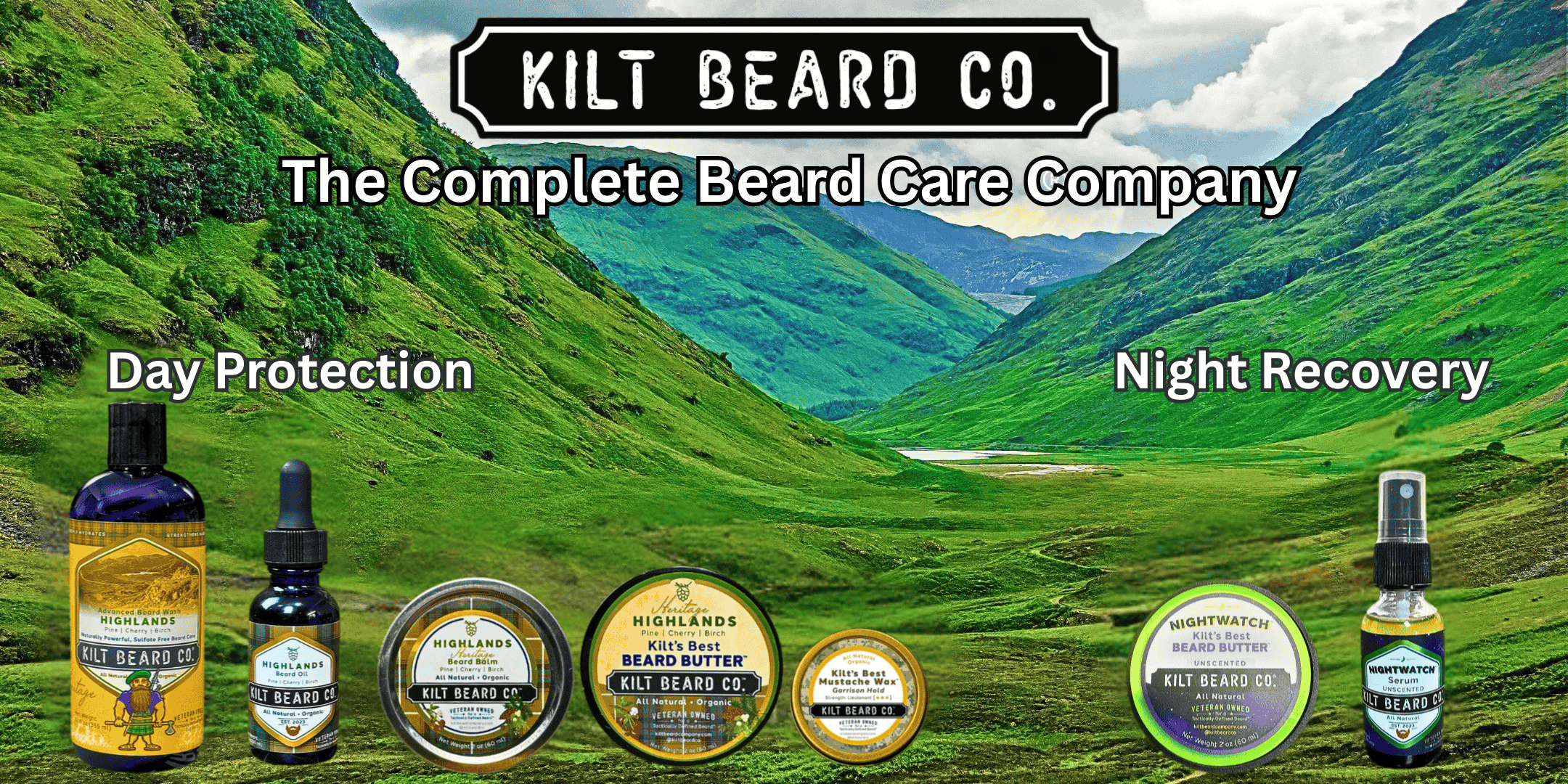 Kilt Beard Company- The Complete Beard Care Company. The only day and night natural beard protection.