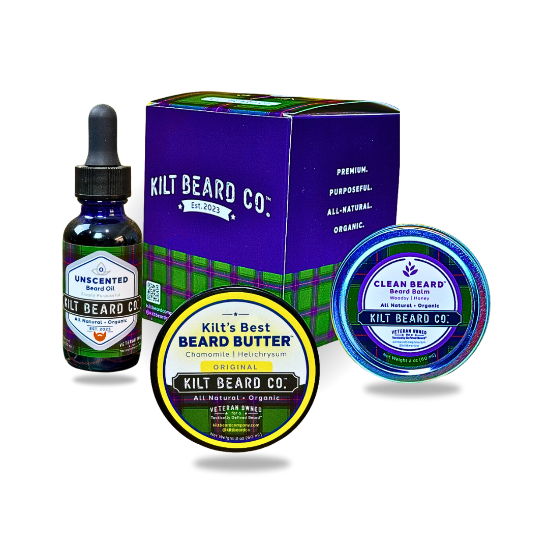 Unscented Everyday Lifestyle Beard Kit | Beard Oil, Balm, and Butter