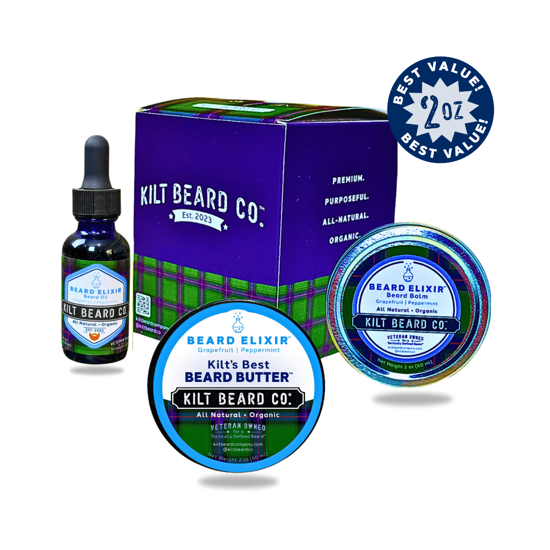 Beard Elixir - Moisturizing Lifestyle Beard Kit - Beard Oil, Balm, and Butter - KiltBeardCo