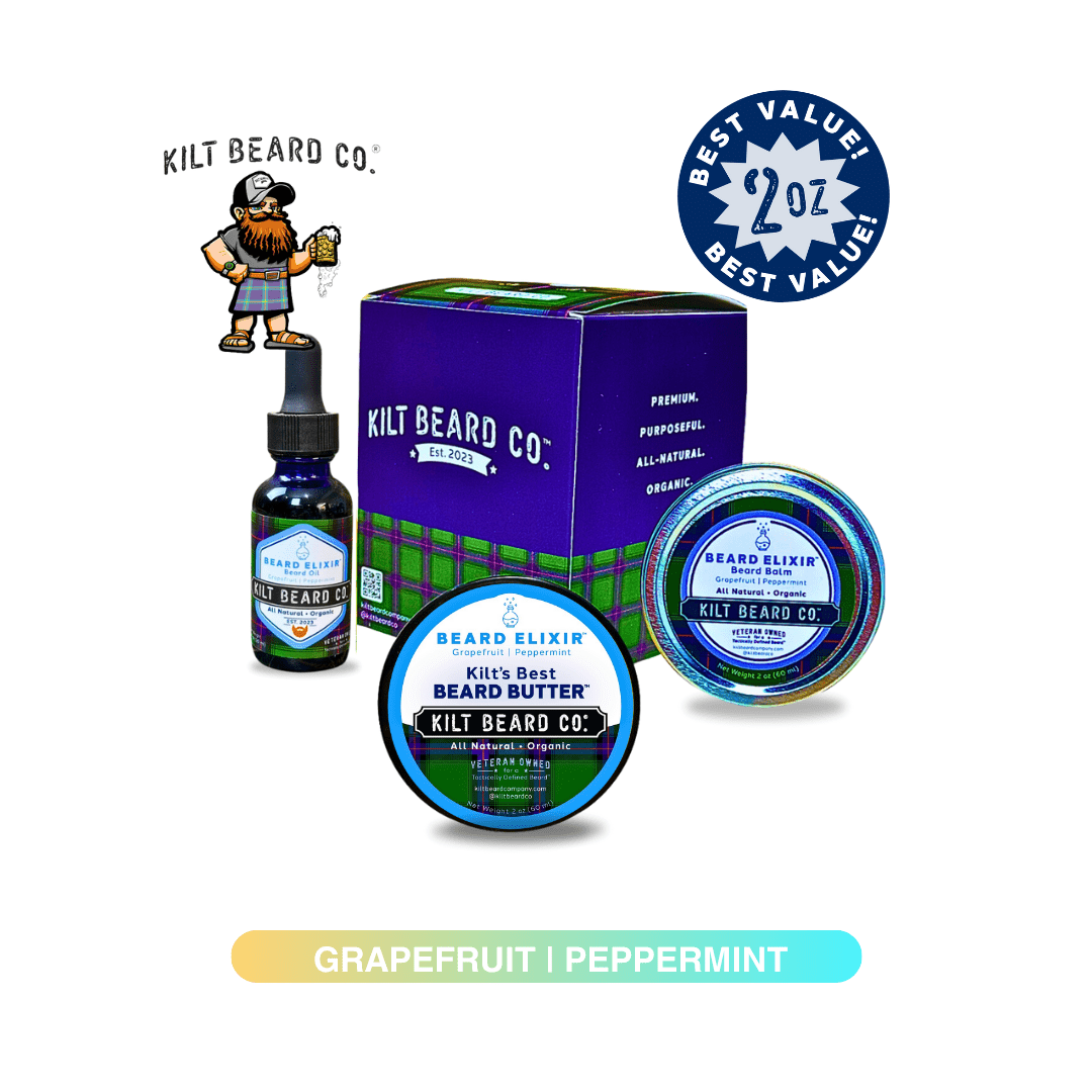 Beard Elixir - Moisturizing Lifestyle Beard Kit - Beard Oil, Balm, and Butter - KiltBeardCo