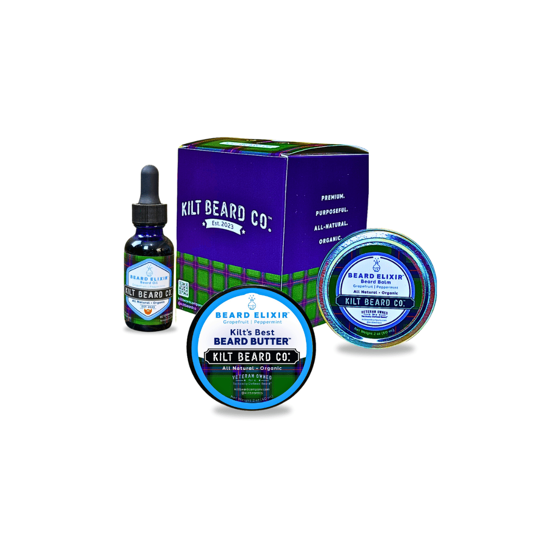 Beard Elixir - Moisturizing Lifestyle Beard Kit - Beard Oil, Balm, and Butter - KiltBeardCo