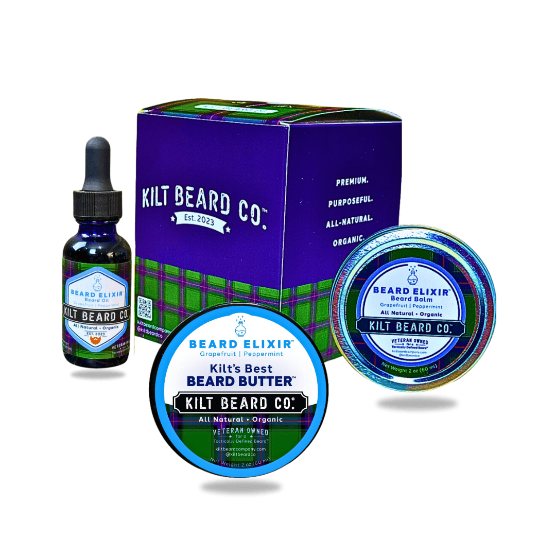 Beard Elixir - Moisturizing Lifestyle Beard Kit - Beard Oil, Balm, and Butter - KiltBeardCo