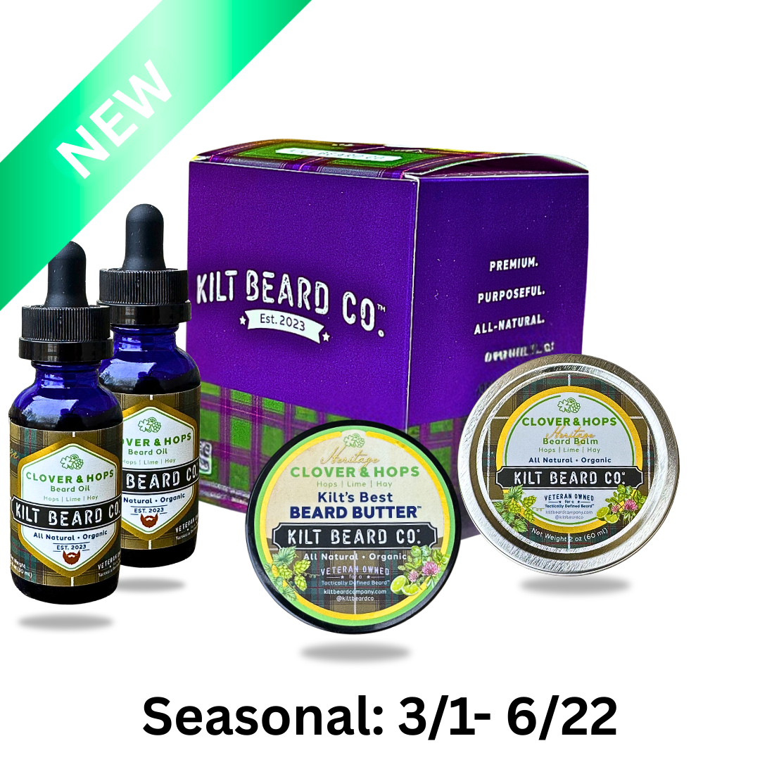 Clover and Hops Beard Kit | Beard Oil, Balm, and Butter - KiltBeardCo