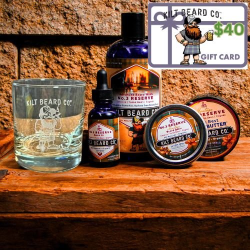 Editions - No. 3 Reserve Heritage Complete Beard Kit | Beard Oil, Balm, Butter, Advanced Wash, and Free Sipping Glass Gift - KiltBeardCo