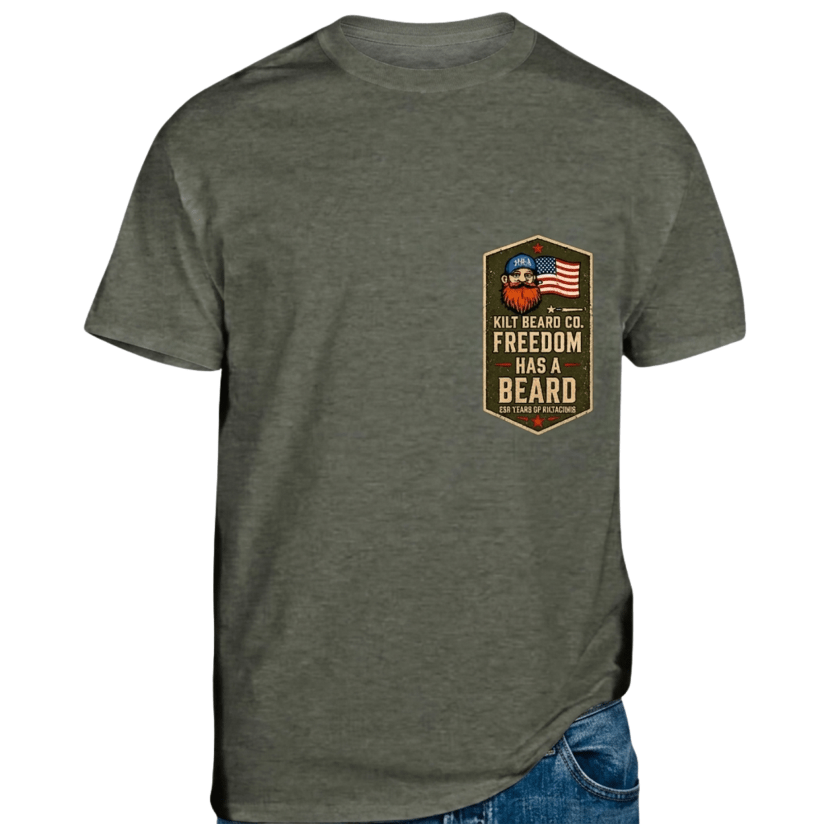 Kilt Beard Co. | 250th Freedom Has A Beard T-Shirt - KiltBeardCo