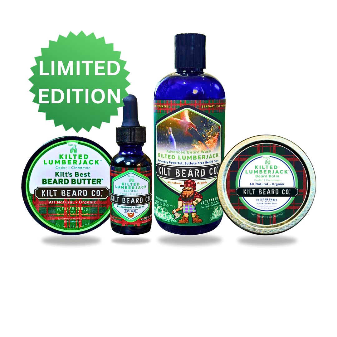 Kilted Lumberjack Complete Beard Kit | Beard Oil, Balm, Butter, and Advanced Wash - KiltBeardCo