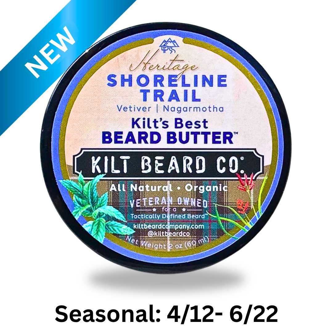 Premium Beard Butter| Shoreline Trail Heritage | Vetiver, Nagarmotha - KiltBeardCo