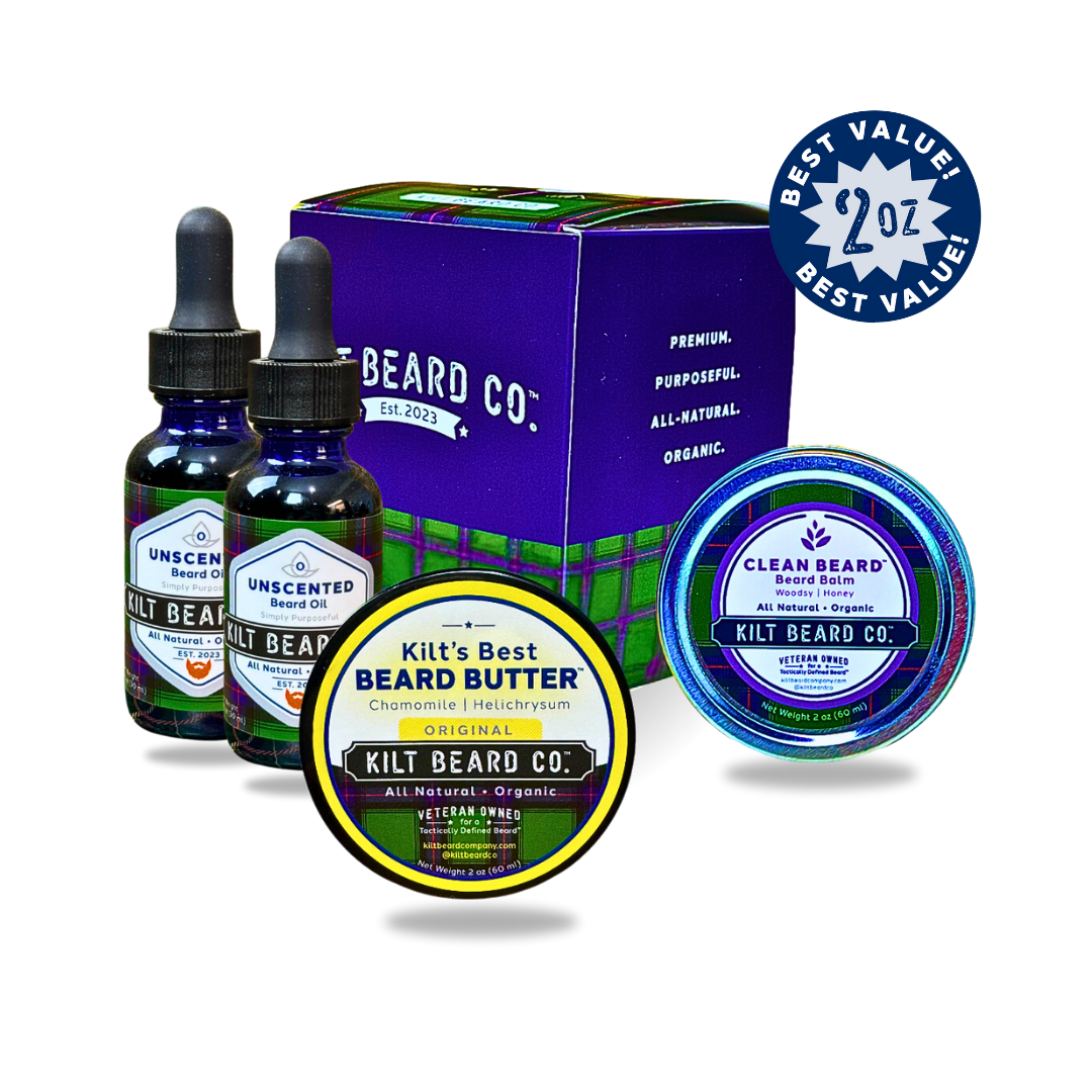 Unscented Everyday Lifestyle Beard Kit | Beard Oil, Balm, and Butter - KiltBeardCo