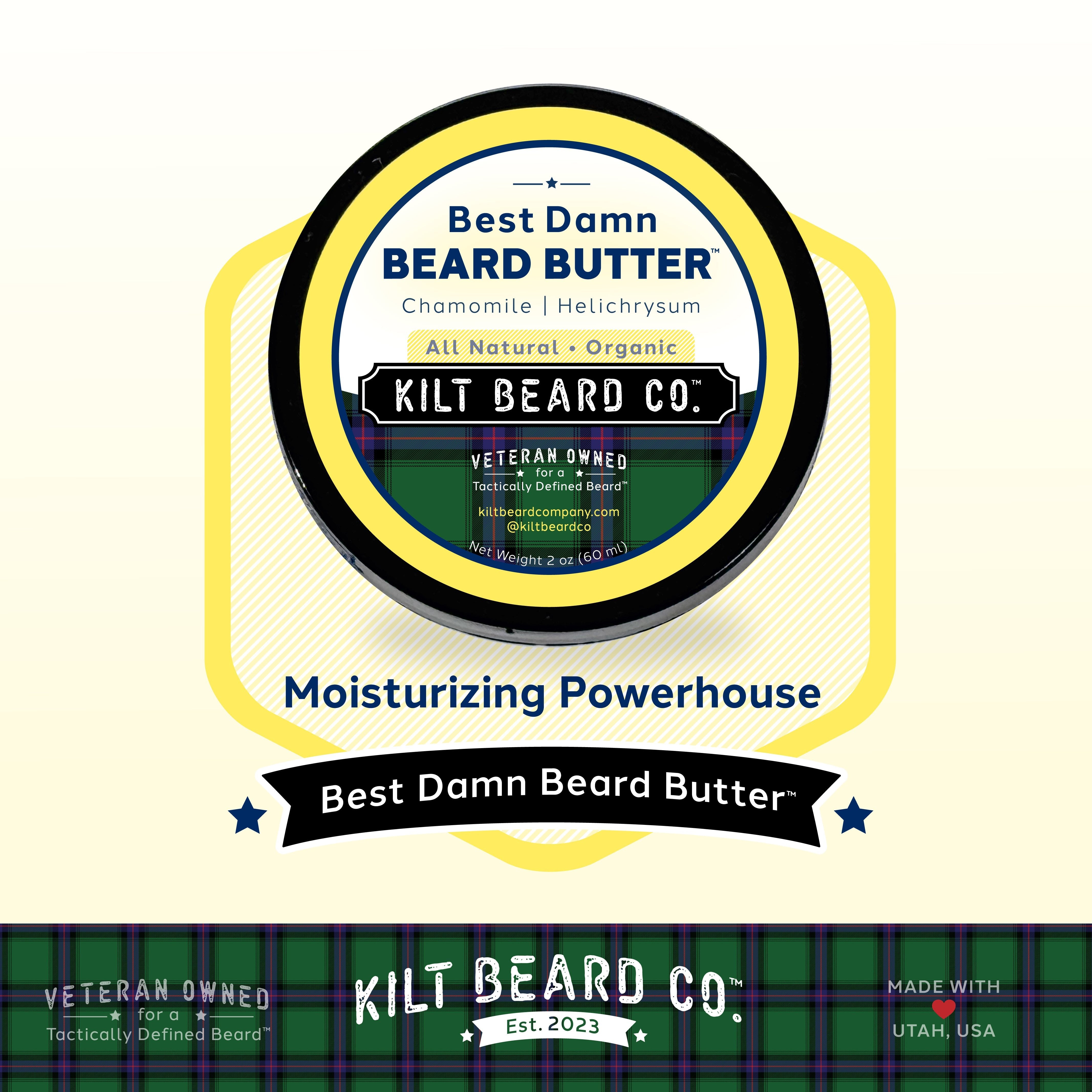 Daily Moisturizer Beard Kit - Balm, Oil, Butter (Beeswax, Peppermint, Shea) - KiltBeardCo