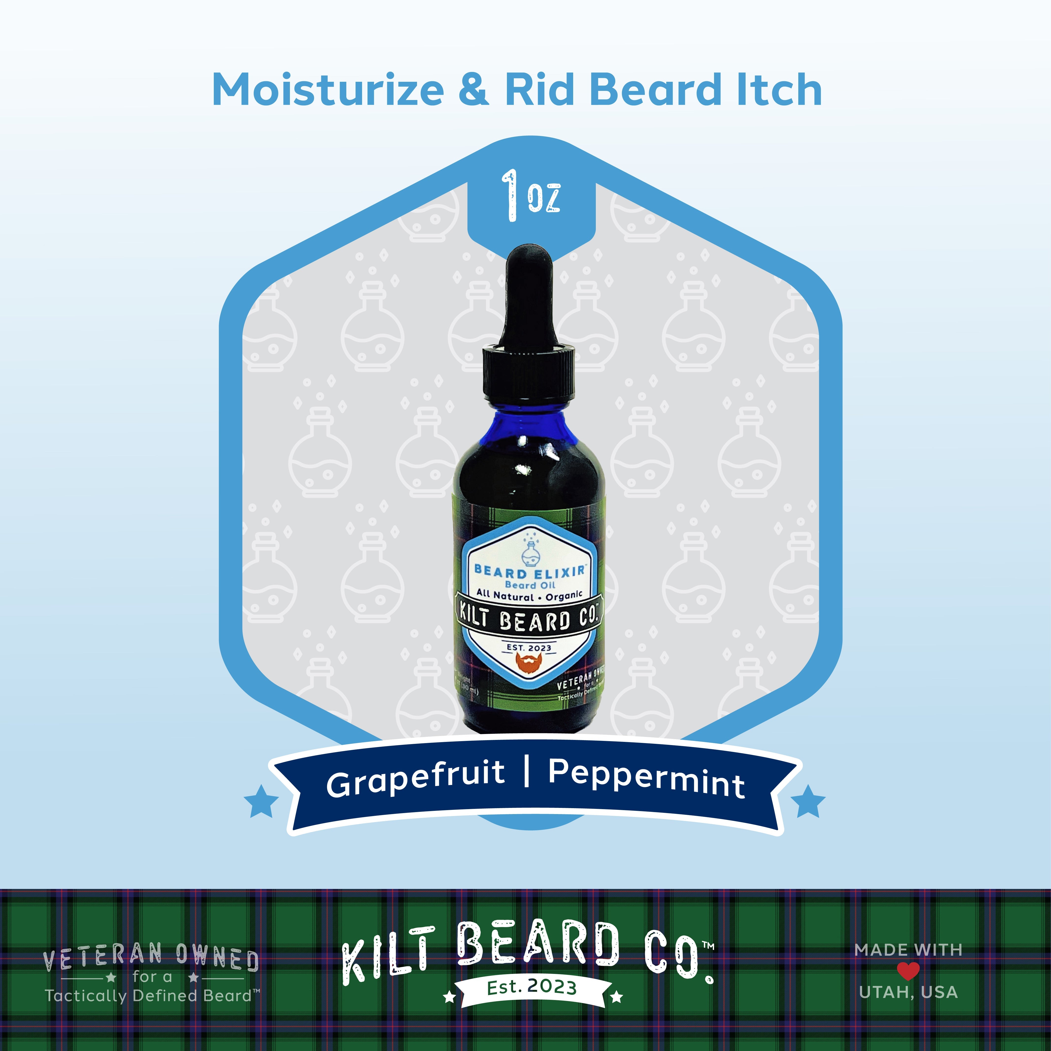 Daily Moisturizer Beard Kit - Balm, Oil, Butter (Beeswax, Peppermint, Shea) - KiltBeardCo