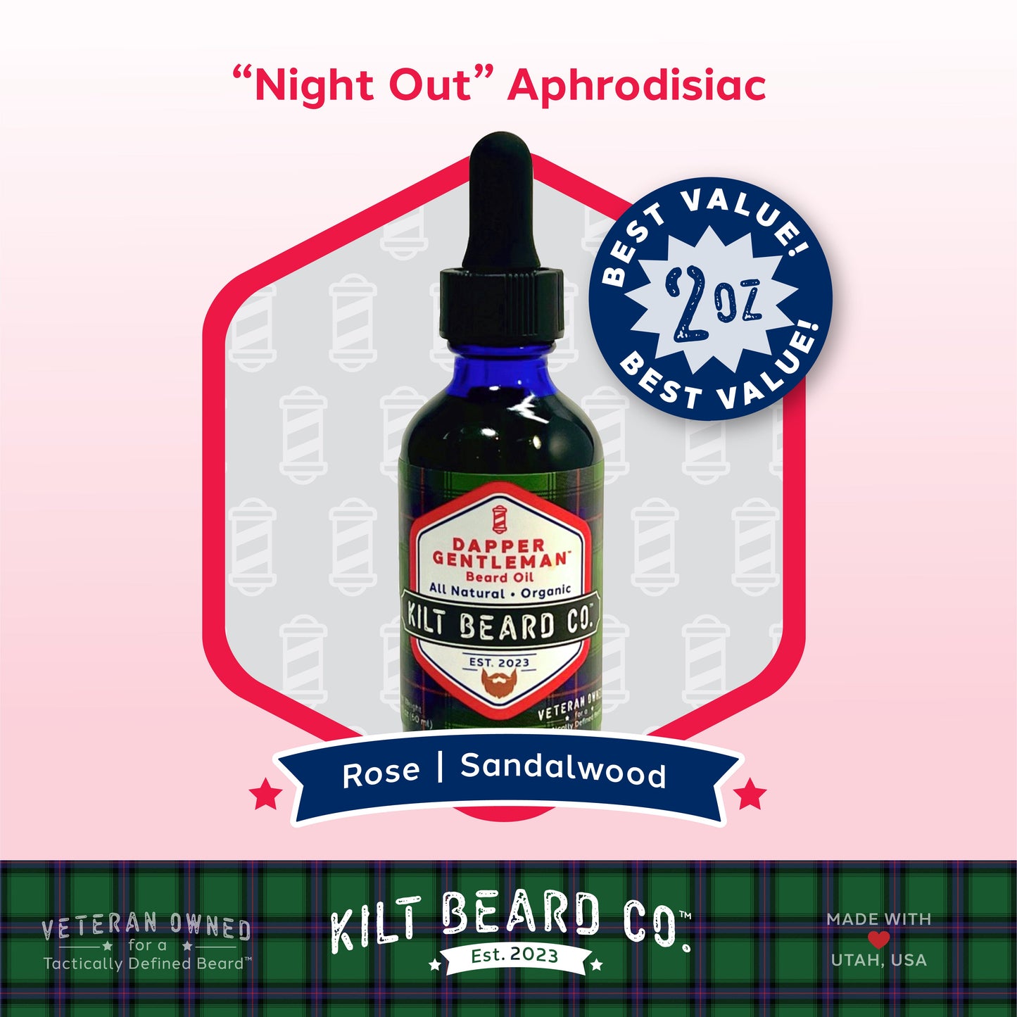 
                  
                    Date Night Premium Beard Kit - Beeswax, Rose, Sandalwood (Balm, Oil) - KiltBeardCo
                  
                