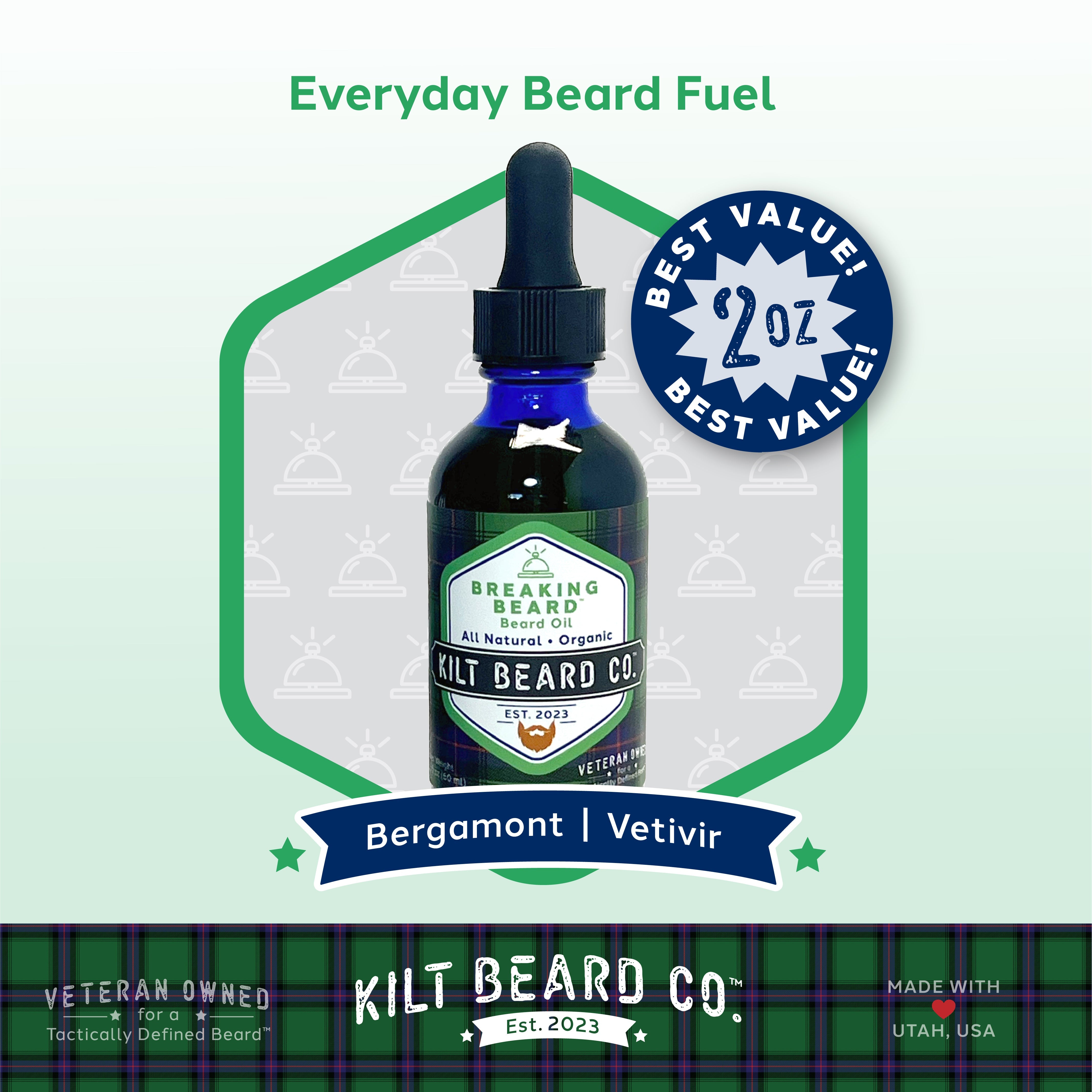 Everyday Beard Care Kit - Beeswax, Vetiver, Shea (Balm, Oil) - KiltBeardCo