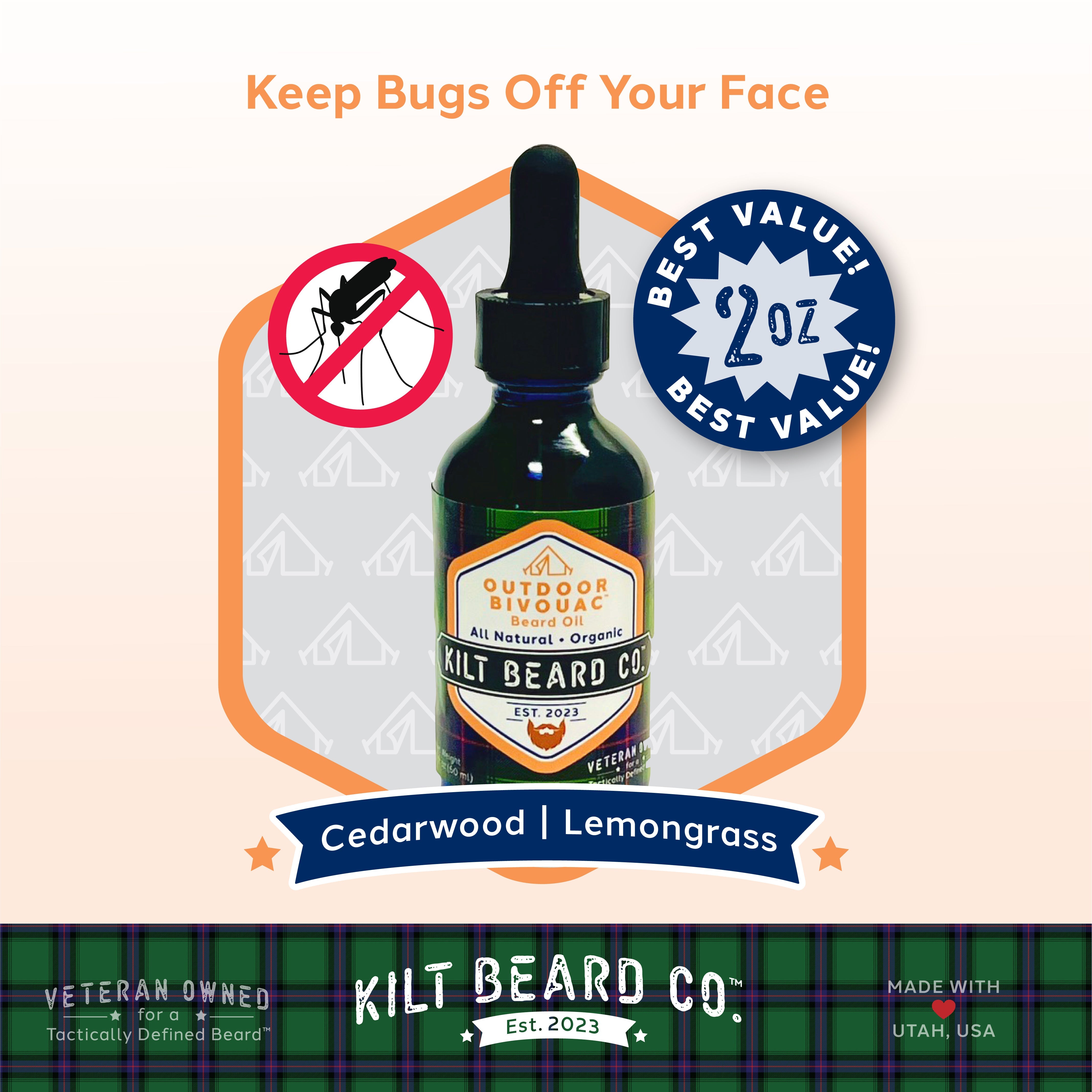 Outdoor Beard Care Kit - Cedarwood Oil, Unscented Balm (Argan, Baobab) - KiltBeardCo