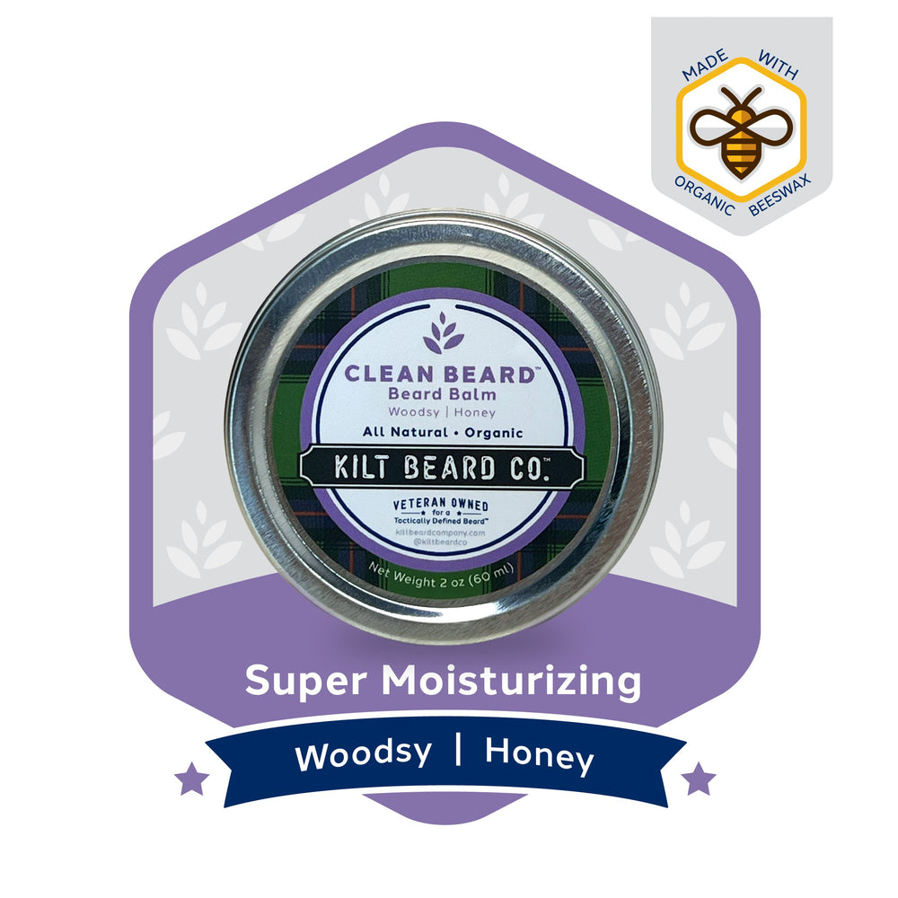 Premium Beard Balm - Beeswax, Shea 2oz Unscented | Clean Beard™ - KiltBeardCo