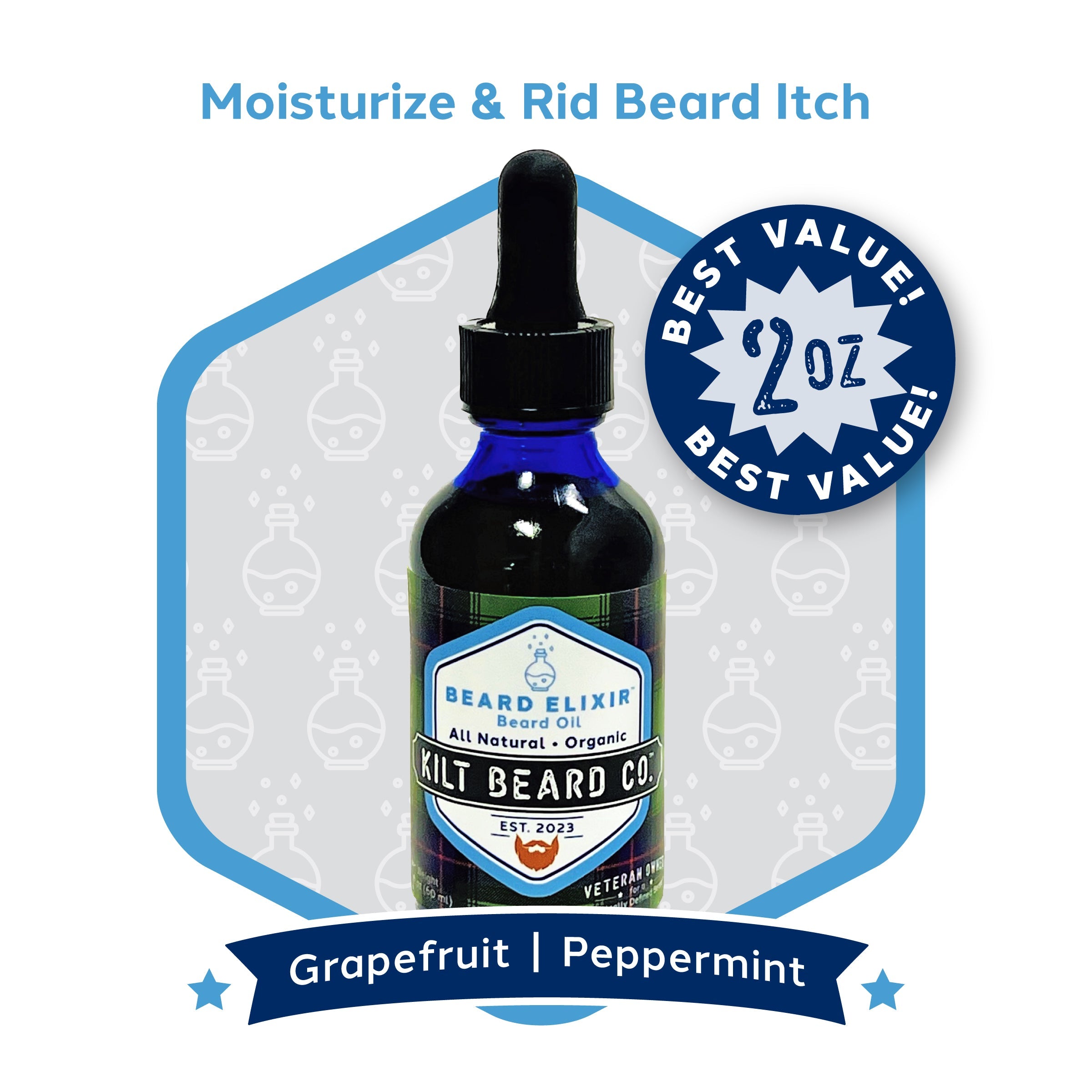 Premium Beard Oil - Organic Jojoba, Peppermint | Beard Elixir™ - KiltBeardCo